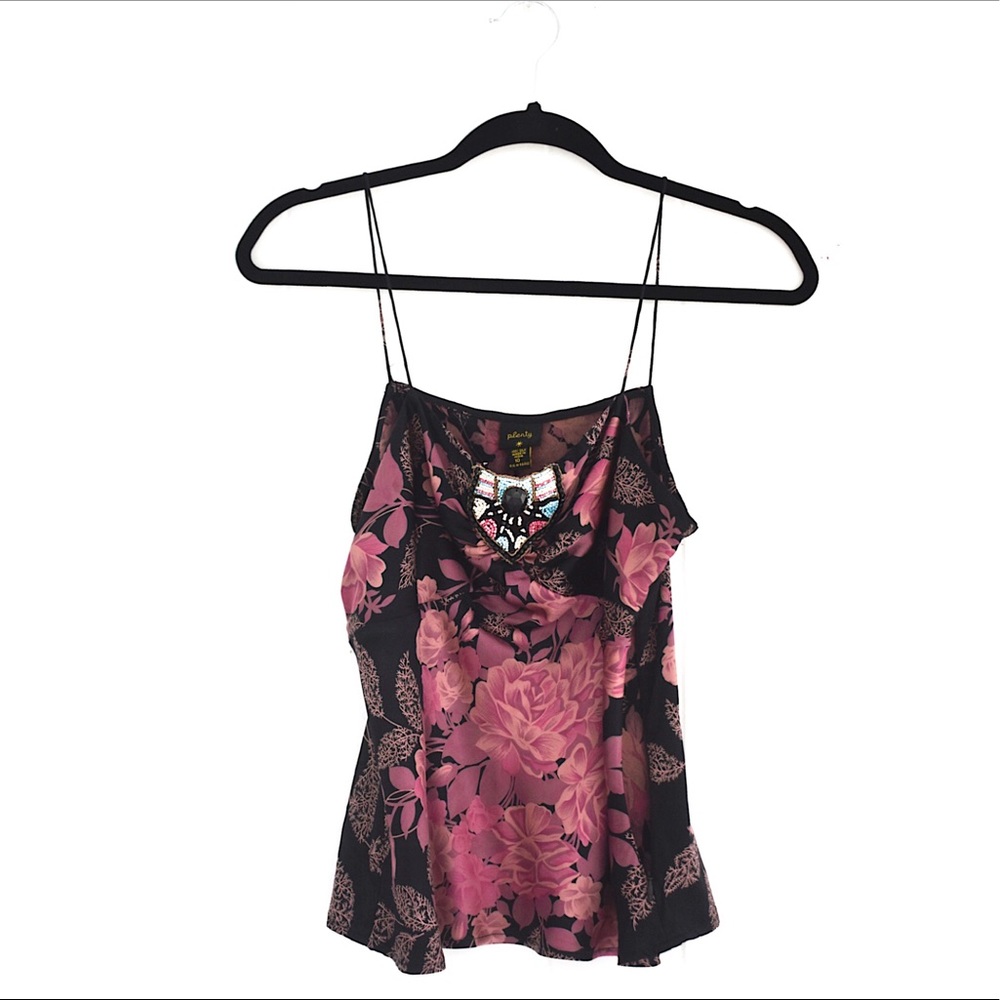 Plently Sleeveless Silk Tank Pink Floral Sz 10